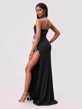 Slit Bow Trim Tube Maxi Dress OutfitFlow